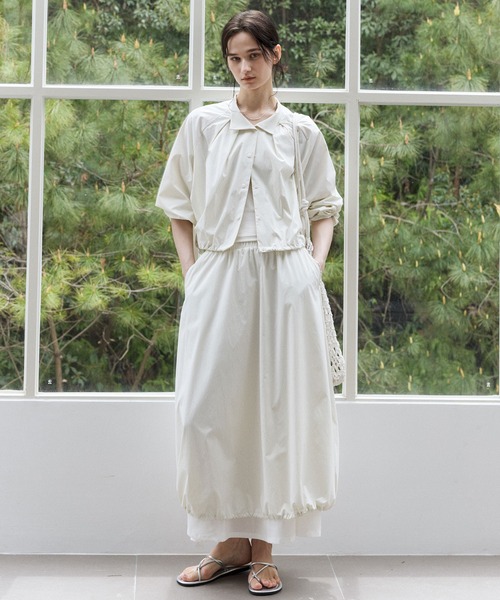 tageechita　バルーンヘム デザインショートジャケット セール】【tageechita】UVカット・ギャザーヘムドローストリング