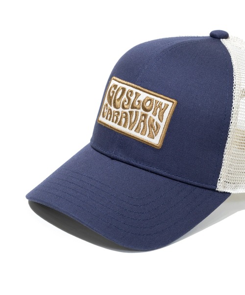 go slow caravan(ゴースローキャラバン)の「ツイルヒッピーロゴ 6パネル メッシュキャップ(キャップ・メンズ・ネイビー/オレンジ/セージグリーン・FREE)」の12枚目の写真