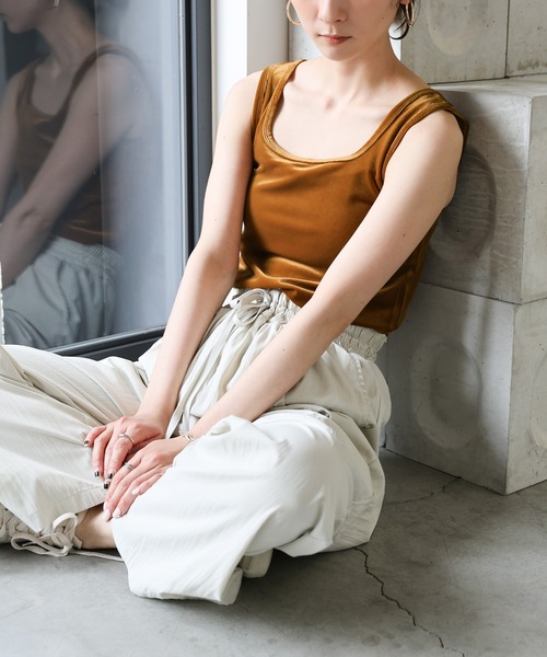 select MOCA（セレクトモカ）の「2WAYベロアタンクトップ（タンクトップ・レディース・ブラック/ブラウン/アイボリー/イエロー・FREE）」の10枚目の写真