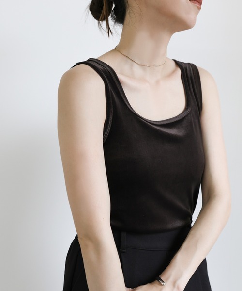 select MOCA（セレクトモカ）の「2WAYベロアタンクトップ（タンクトップ・レディース・ブラック/ブラウン/アイボリー/イエロー・FREE）」の17枚目の写真