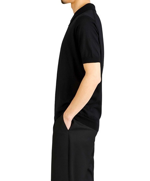JOHN SMEDLEY（ジョンスメドレー）の「JOHN SMEDLEY / ジョンスメドレー：PEAKS：PEAKS[MUS]（ポロシャツ・メンズ・ブラック/ネイビー・L/M）」の9枚目の写真