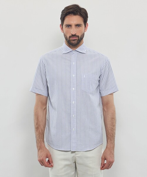 MACKINTOSH LONDON（マッキントッシュ ロンドン）の「パナマサッカーストライプ 半袖ワイドカラーシャツ（シャツ/ブラウス・メンズ・ブルー系その他2/チャコールグレー・XL/L/M）」の10枚目の写真