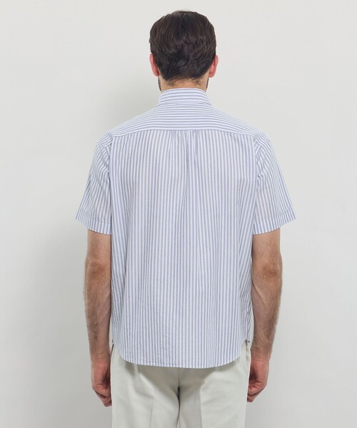 MACKINTOSH LONDON（マッキントッシュ ロンドン）の「パナマサッカーストライプ 半袖ワイドカラーシャツ（シャツ/ブラウス・メンズ・ブルー系その他2/チャコールグレー・XL/L/M）」の8枚目の写真