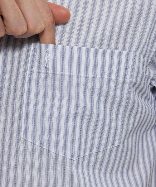 MACKINTOSH LONDON（マッキントッシュ ロンドン）の「パナマサッカーストライプ 半袖ワイドカラーシャツ（シャツ/ブラウス・メンズ・ブルー系その他2/チャコールグレー・XL/L/M）」の6枚目の写真