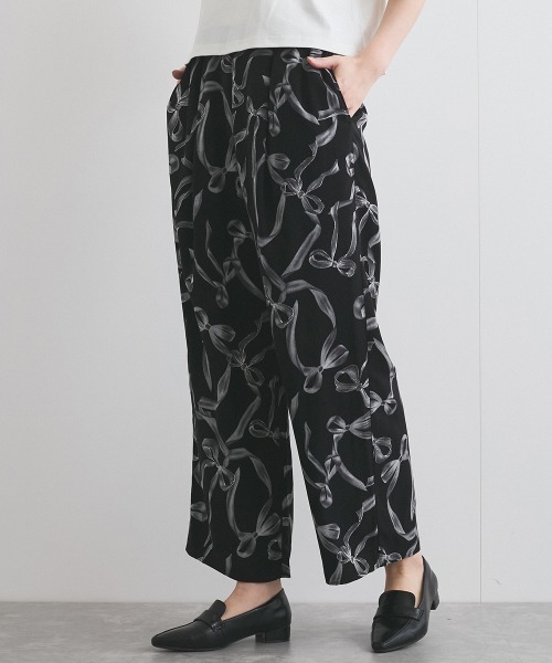 VICKY（ビッキー）の「リボンプリントリラックスパンツ≪洗濯機で洗える≫（その他パンツ・レディース・ブラウン系その他/アイボリー/ブラック系その他・M）」の3枚目の写真