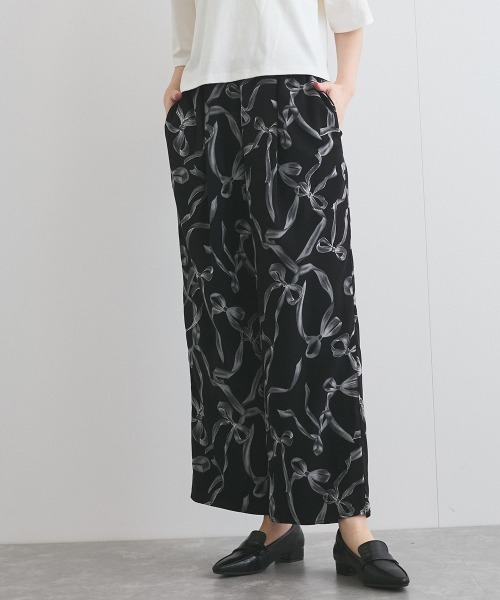 VICKY（ビッキー）の「リボンプリントリラックスパンツ≪洗濯機で洗える≫（その他パンツ・レディース・ブラウン系その他/アイボリー/ブラック系その他・M）」の9枚目の写真