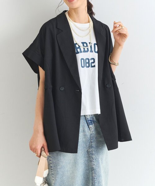 un dix cors(アンディコール)の「リネンライクドロストジレ(ベスト・レディース・モカ/ブラック・FREE)」の1枚目の写真