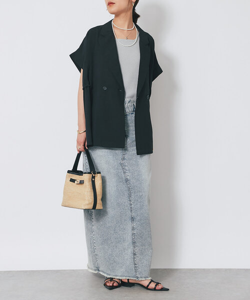 un dix cors(アンディコール)の「リネンライクドロストジレ(ベスト・レディース・モカ/ブラック・FREE)」の9枚目の写真