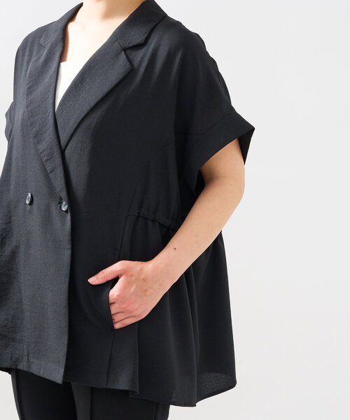 un dix cors(アンディコール)の「リネンライクドロストジレ(ベスト・レディース・モカ/ブラック・FREE)」の3枚目の写真