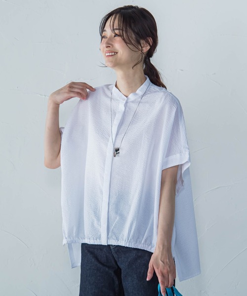LAUTREAMONT(ロートレアモン)の「【WEB限定】バンドカラーブラウス≪手洗い可能≫(シャツ/ブラウス・レディース・ブラック/ホワイト/ベージュ・9号)」の1枚目の写真