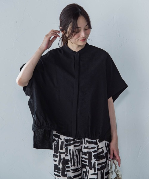 LAUTREAMONT(ロートレアモン)の「【WEB限定】バンドカラーブラウス≪手洗い可能≫(シャツ/ブラウス・レディース・ブラック/ホワイト/ベージュ・9号)」の2枚目の写真