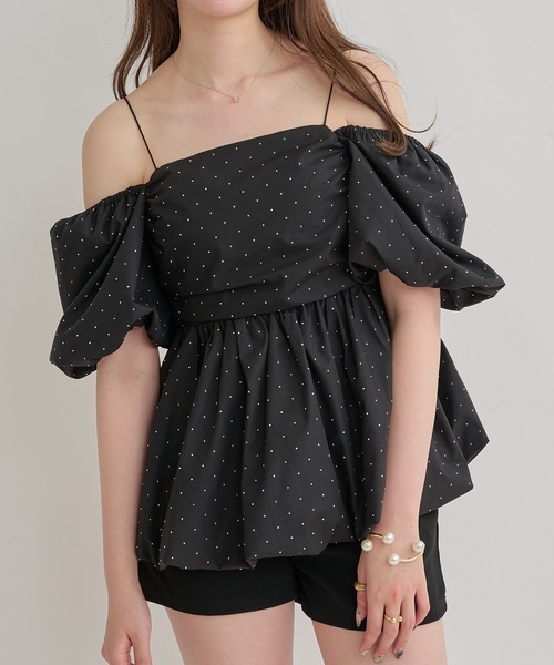 Ambre Neige（アンブルネージュ）の「3way balloon stone tunic / 3wayバルーンストーンチュニック（シャツ/ブラウス・レディース・ブラック/オフホワイト/チャコールグレー・FREE）」の18枚目の写真