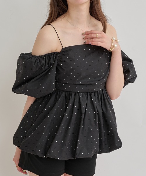 Ambre Neige（アンブルネージュ）の「3way balloon stone tunic / 3wayバルーンストーンチュニック（シャツ/ブラウス・レディース・ブラック/オフホワイト/チャコールグレー・FREE）」の20枚目の写真