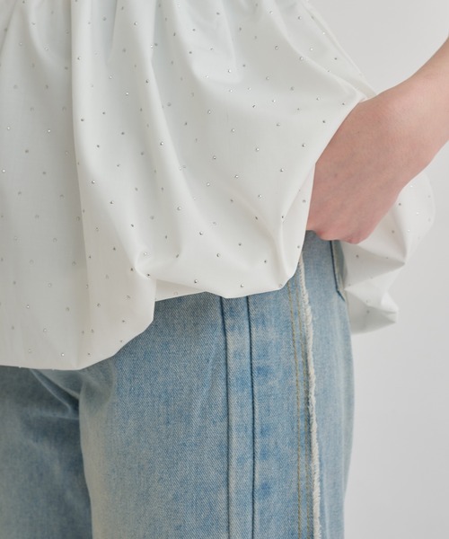 Ambre Neige（アンブルネージュ）の「3way balloon stone tunic / 3wayバルーンストーンチュニック（シャツ/ブラウス・レディース・ブラック/オフホワイト/チャコールグレー・FREE）」の9枚目の写真