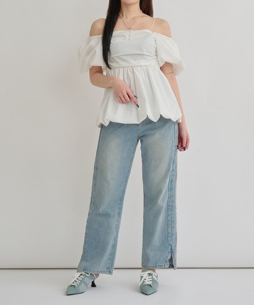 Ambre Neige（アンブルネージュ）の「3way balloon stone tunic / 3wayバルーンストーンチュニック（シャツ/ブラウス・レディース・ブラック/オフホワイト/チャコールグレー・FREE）」の10枚目の写真