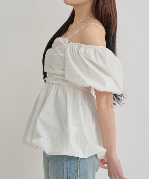 Ambre Neige（アンブルネージュ）の「3way balloon stone tunic / 3wayバルーンストーンチュニック（シャツ/ブラウス・レディース・ブラック/オフホワイト/チャコールグレー・FREE）」の6枚目の写真