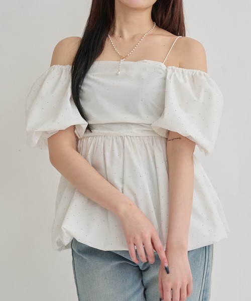 Ambre Neige（アンブルネージュ）の「3way balloon stone tunic / 3wayバルーンストーンチュニック（シャツ/ブラウス・レディース・ブラック/オフホワイト/チャコールグレー・FREE）」の7枚目の写真