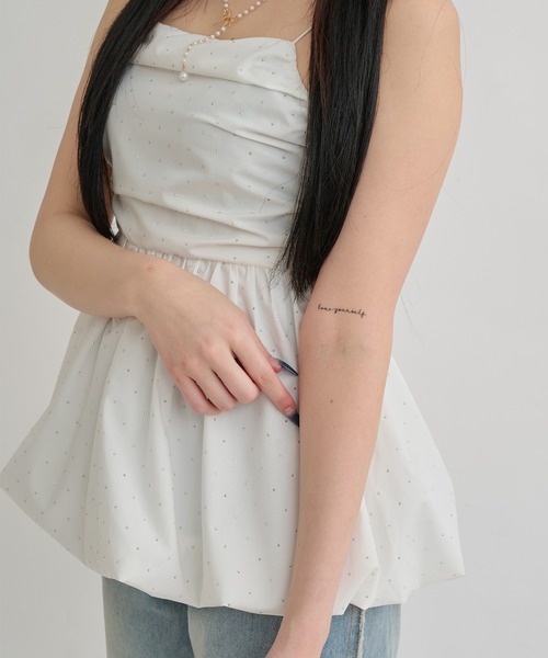 Ambre Neige（アンブルネージュ）の「3way balloon stone tunic / 3wayバルーンストーンチュニック（シャツ/ブラウス・レディース・ブラック/オフホワイト/チャコールグレー・FREE）」の14枚目の写真