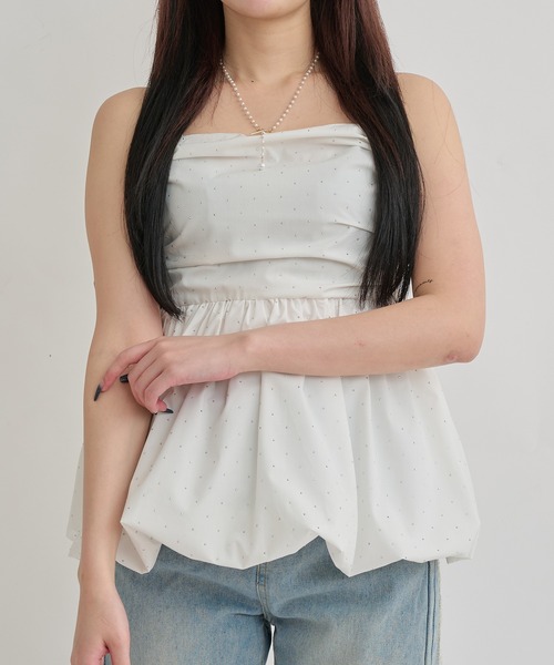 Ambre Neige（アンブルネージュ）の「3way balloon stone tunic / 3wayバルーンストーンチュニック（シャツ/ブラウス・レディース・ブラック/オフホワイト/チャコールグレー・FREE）」の12枚目の写真