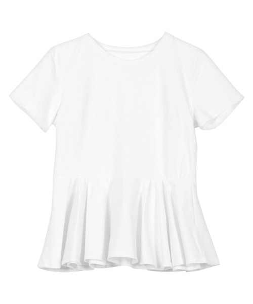 KOBE LETTUCE(コウベレタス)の「タック切替えペプラムTシャツ(Tシャツ/カットソー・レディース・オフホワイト/ブラック・M)」の9枚目の写真