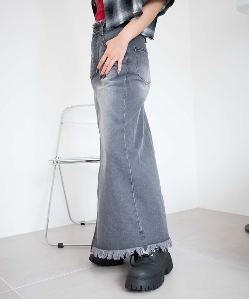 WEGO（ウィゴー）の「WEGO/フリンジロングスリットデニムスカート（デニムスカート・レディース・コバルトブルー/ブラック系3・FREE）」の9枚目の写真