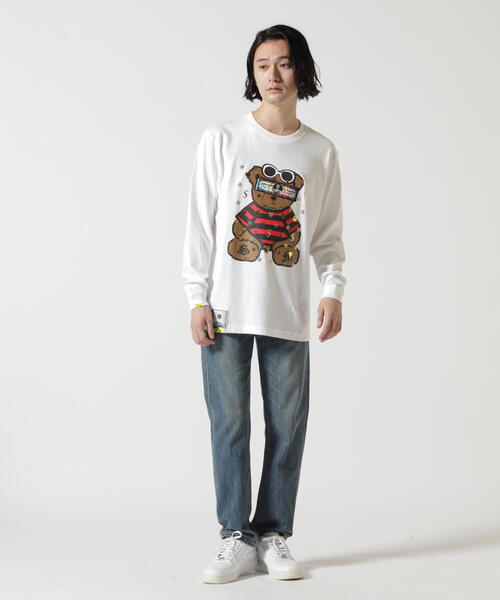 STUD MUFFIN - coco 未使用品 スタッドマフィン STUD MUFFIN メンズ 長袖シャツ 4(L) 白 ホワイト  モックネック STUD MUFFIN(スタッドマフィン)】TC裏毛起毛 グラフィティ