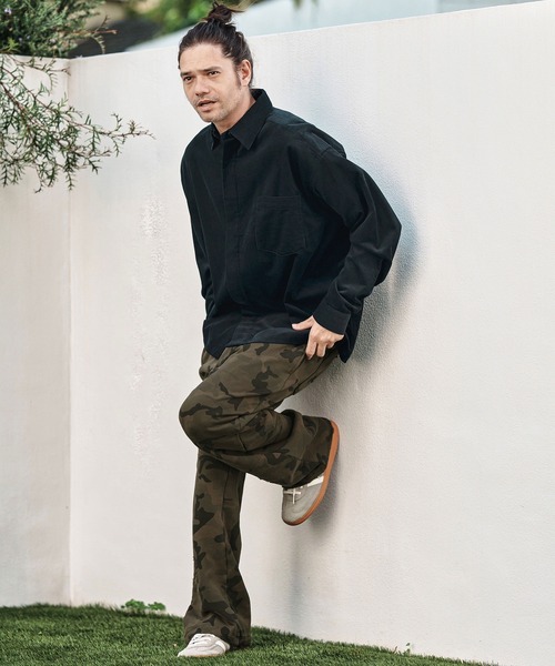 CAMBIO(カンビオ)の「mp13791- Used Like Camouflage Sweat Wide Straight Pants カモフラージュ柄スウェットパンツ(スウェットパンツ・メンズ・カーキ・S/M/L)」の6枚目の写真