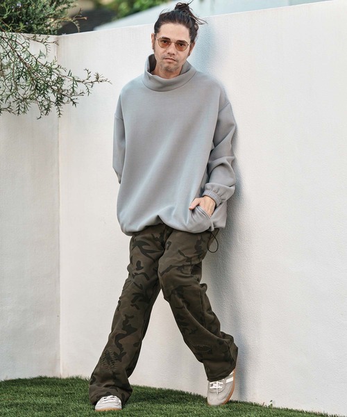 CAMBIO(カンビオ)の「mp13791- Used Like Camouflage Sweat Wide Straight Pants カモフラージュ柄スウェットパンツ(スウェットパンツ・メンズ・カーキ・S/M/L)」の7枚目の写真