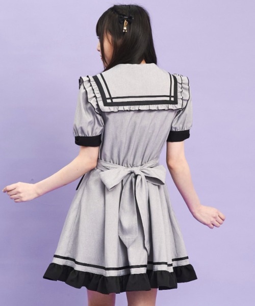 Secret Honey(シークレットハニー)の「サイドレースアップセーラーワンピース(ワンピース・レディース・グレー/ブラック・MEDIUM)」の5枚目の写真