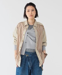 maturely | 【1/15再値下げ】maturely / ストライプ アンド ソリッド カットオフ ロングスリーブ シャツ(シャツ/ブラウス)