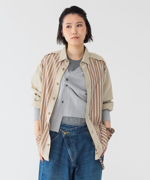 セール】maturely / ストライプ アンド ソリッド カットオフ ロング