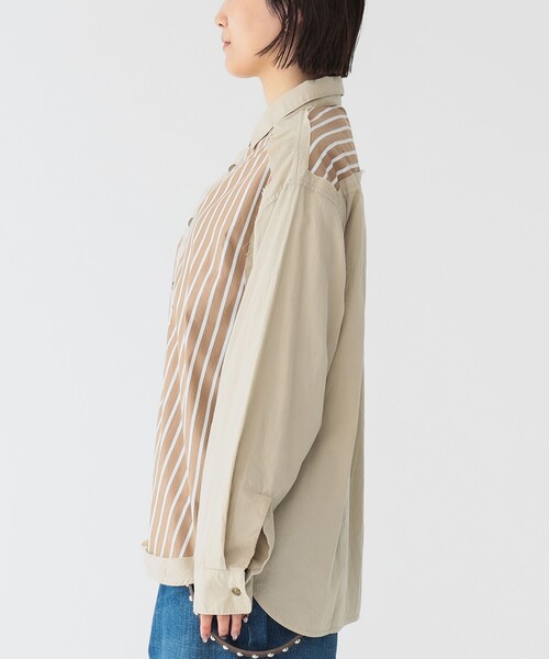 セール】maturely / ストライプ アンド ソリッド カットオフ ロング