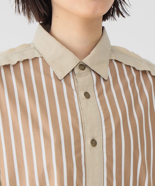 maturely（マチュアリー）の「【1/15再値下げ】maturely / ストライプ アンド ソリッド カットオフ ロングスリーブ シャツ（シャツ/ブラウス・レディース・ベージュ/オフホワイト・ONE SIZE）」の14枚目の写真