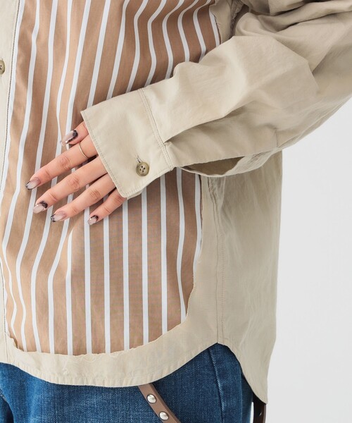 セール】maturely / ストライプ アンド ソリッド カットオフ ロング