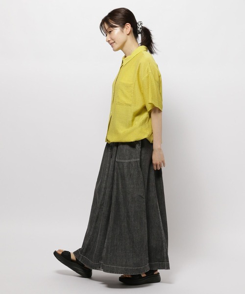 niko and...（ニコアンド）の「開襟ドロストシャツ（シャツ/ブラウス・レディース・オフホワイト/イエロー/ブラック・LARGE/MEDIUM）」の4枚目の写真