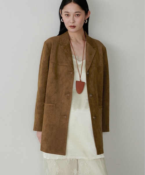 flandre スタジャン レザー スエード 切り替え ショート丈 ジャケット