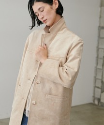 【LARUTA】フェイクスエード＆合皮切替テーラードジャケット