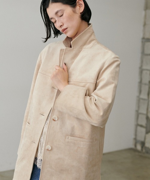 LARUTA（ラルータ）の「【LARUTA】フェイクスエード＆合皮切替テーラードジャケット（テーラードジャケット・レディース・ブラウン/キャメル/ライトベージュ/ブラック・FREE）」の2枚目の写真