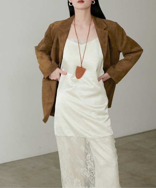 LARUTA（ラルータ）の「【LARUTA】フェイクスエード＆合皮切替テーラードジャケット（テーラードジャケット・レディース・ブラウン/キャメル/ライトベージュ/ブラック・FREE）」の12枚目の写真