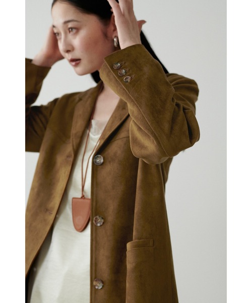 LARUTA（ラルータ）の「【LARUTA】フェイクスエード＆合皮切替テーラードジャケット（テーラードジャケット・レディース・ブラウン/キャメル/ライトベージュ/ブラック・FREE）」の13枚目の写真