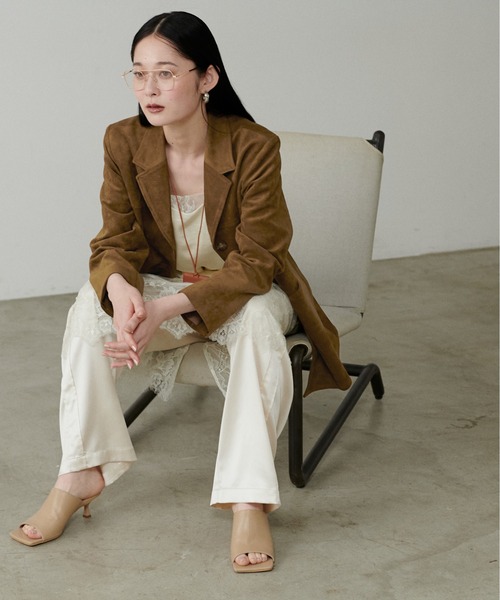 セール】【LARUTA】フェイクスエード＆合皮切替テーラードジャケット