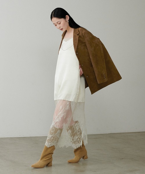 LARUTA（ラルータ）の「【LARUTA】フェイクスエード＆合皮切替テーラードジャケット（テーラードジャケット・レディース・ブラウン/キャメル/ライトベージュ/ブラック・FREE）」の6枚目の写真