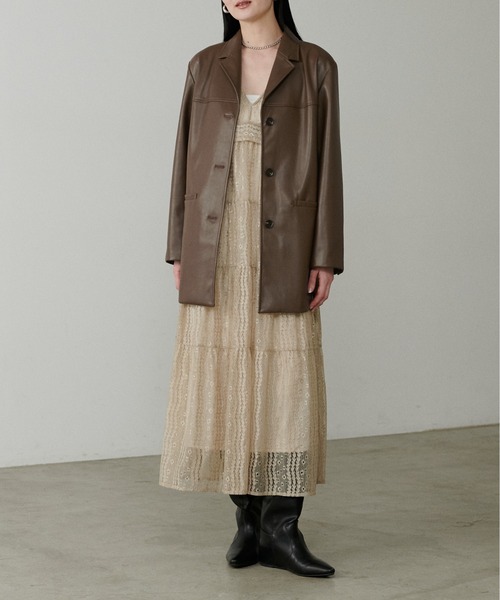 LARUTA（ラルータ）の「【LARUTA】フェイクスエード＆合皮切替テーラードジャケット（テーラードジャケット・レディース・ブラウン/キャメル/ライトベージュ/ブラック・FREE）」の22枚目の写真