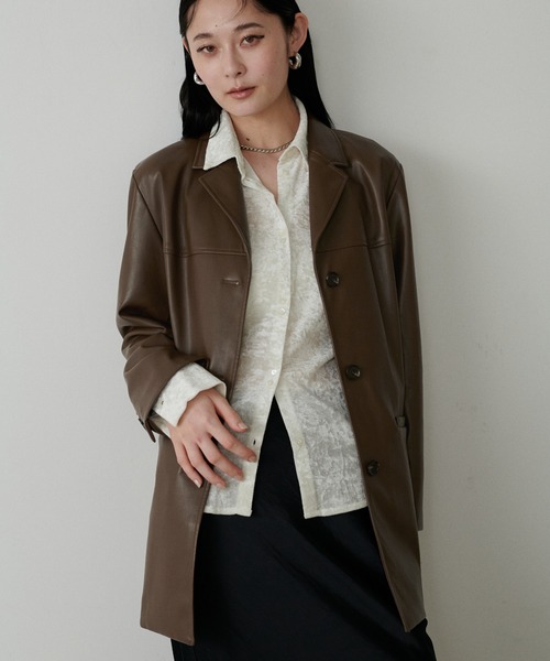 LARUTA（ラルータ）の「【LARUTA】フェイクスエード＆合皮切替テーラードジャケット（テーラードジャケット・レディース・ブラウン/キャメル/ライトベージュ/ブラック・FREE）」の19枚目の写真