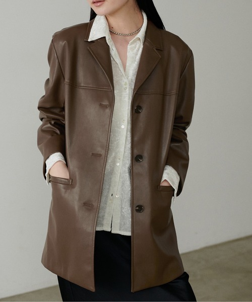 LARUTA（ラルータ）の「【LARUTA】フェイクスエード＆合皮切替テーラードジャケット（テーラードジャケット・レディース・ブラウン/キャメル/ライトベージュ/ブラック・FREE）」の20枚目の写真