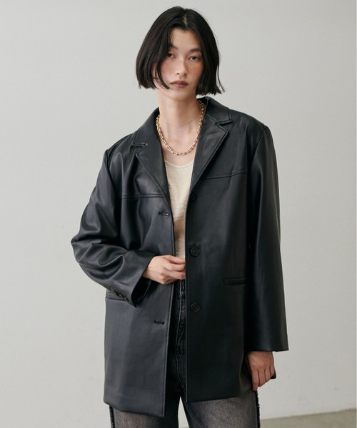 セール】【LARUTA】フェイクスエード＆合皮切替テーラードジャケット