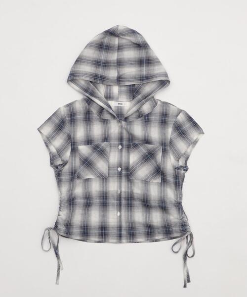 WEGO（ウィゴー）の「WEGO/フードチェックコンパクトシャツ（シャツ/ブラウス・レディース・ブルー系その他2/レッド系その他2・FREE）」の9枚目の写真