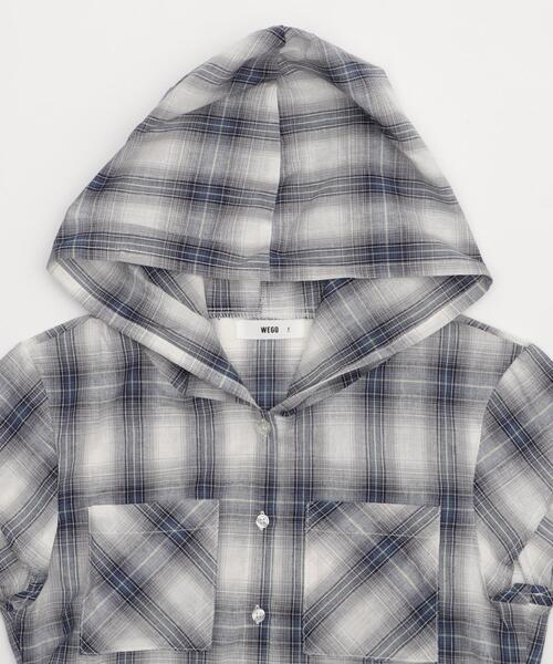 WEGO（ウィゴー）の「WEGO/フードチェックコンパクトシャツ（シャツ/ブラウス・レディース・ブルー系その他2/レッド系その他2・FREE）」の6枚目の写真