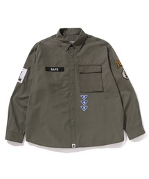 BATHING APE LOGO MILITARY LS SHIRT