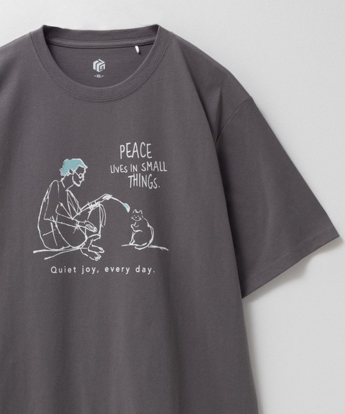 Mac-House（マックハウス）の「T-GRAPHICS エモラインアートプリント半袖Ｔシャツ（Tシャツ/カットソー・メンズ・グリーン/ブラック/オフホワイト/ベージュ系/オリーブ・M/L/S/XL）」の4枚目の写真